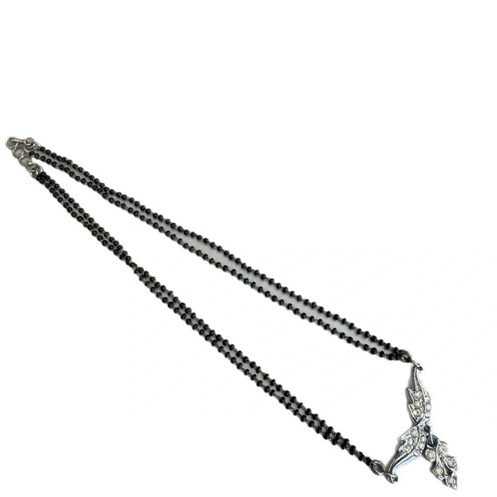 💎Elegant Black Beaded chain with Silver with Crystal Accents - Picture 4 of 4